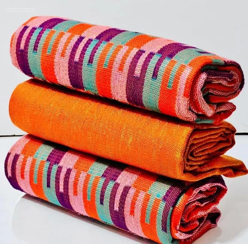 Colorful Handwoven Kente Fabric